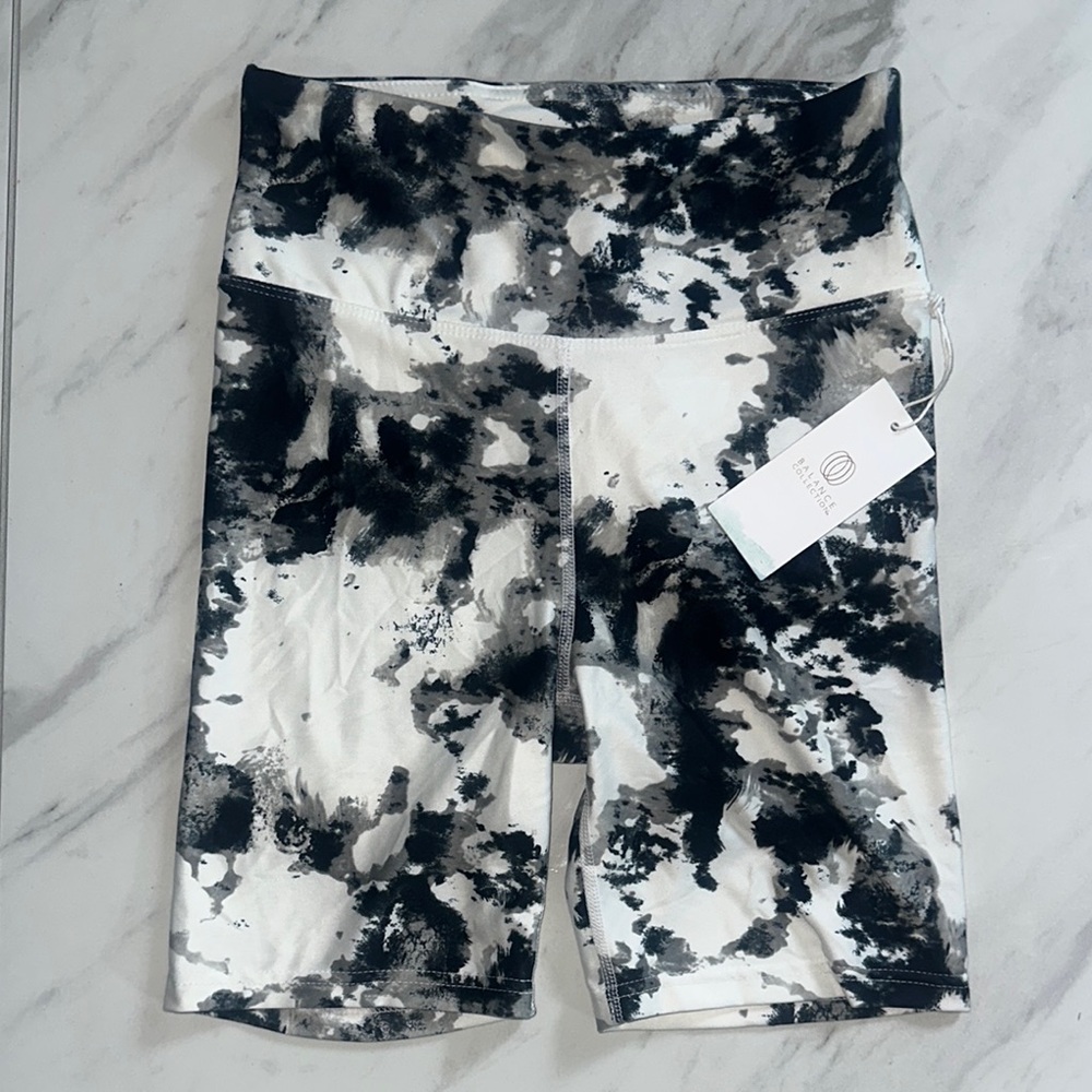 Black and White Athletic Shorts with Dynamic Pattern